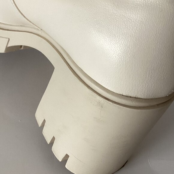 Stradivarius Women's Chunky Platform Ankle Boots Cream Ivory Booties Size 37 Y2K - Picture 7 of 12